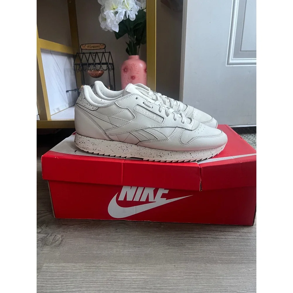 Reebok Classic Leather Ripple Men's'Chalk Black' H06419 Size 10.5